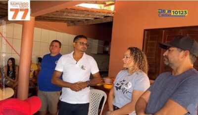 Raimundo Lídio, e a candidata a vice prefeita Raimunda do sindicato, participam de uma reunião de alinhamento