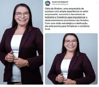 André da RalpNet anuncia Cleia da Shalon, como secretária de Indústria e Comércio de Pinheiro