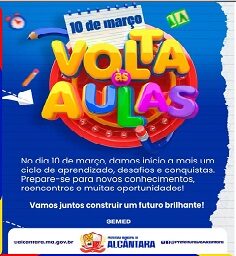 Prefeitura de Alcântara anuncia início das aulas para o dia 10 de março