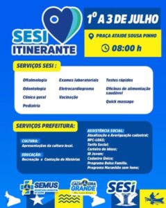 Prefeitura de Cachoeira Grande, recebe ação SESI Itinerante com serviços gratuitos de saúde, cidadania e muito mais!