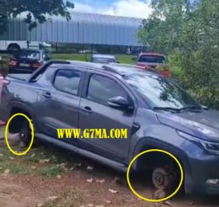 Carro tem pneus roubados em estacionamento do Terminal da Ponta da Espera, em São Luís
