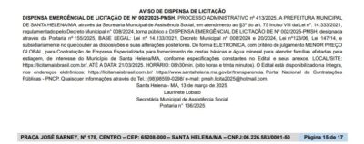 Prefeito de Santa Helena-MA anuncia compra emergencial de cestas básicas para vítimas da estiagem