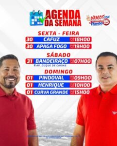 Agenda de Campanha de Joãozinho Pavão de 30 de agosto a 01 de setembro