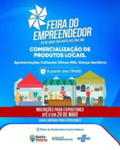 Prefeitura de Santa Helena realiza a Feira do Empreendedor no próximo Dia 28 de maio