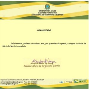 Ministro interino da Saúde cancela agenda no Palácio dos Leões….