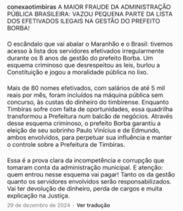 ESCÂNDALO: Fraude dos efetivados da gestão de 8 anos do prefeito Borba na prefeitura de Timbiras.