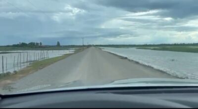 Morador grava vídeo falando do avanço nas obras da Travessia da Baixada, que ligará Anajatuba a São João Batista.