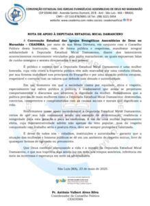 CEADEMA emite nota de apoio à deputada Mical Damasceno e repudia ataques misóginos