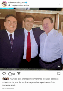 Roberto Rocha publica foto com Flávio Dino e Brandão e depois justifica