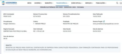 TCE suspende licitação de R$ 1,3 milhão da Prefeitura de Chapadinha por indícios de irregularidades