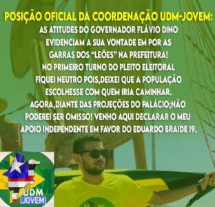 UDM declara apoio a Eduardo Braide em São Luís…