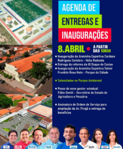 Prefeito Gentil Neto recebe Brandão, Camarão e ministro André Fufuca, nessa terça-feira (8), para série de inaugurações em Caxias e posse de Fábio Gentil como secretário de Estado…