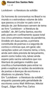 Cunha Santos faz poema contra “lockdow”: poeta maranhense resolveu abrir a boca e detonar a hipocrisia comunista através de versos?