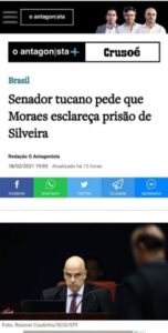 Deu no Antagonista: Roberto Rocha pede explicação de ministro do STF sobre prisão de deputado que tem imunidade parlamentar…