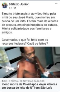 Morte na ambulância de Bacabeira, cidade roubada pelo PT de Lula: E agora, quem é o “genocida”, governador?