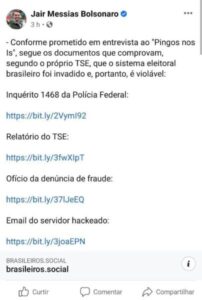 Xeque-mate: Bolsonaro provou que urnas eletrônicas são violáveis…