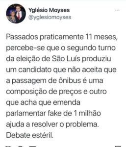 Yglésio desmascara outra “palhaçada” de Duarte Jr: “Quer ganhar mídia em plena greve de ônibus”…