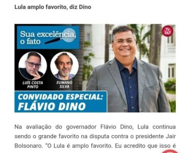 Jerry estaria trabalhando nos bastidores para Flávio Dino ser eleito senador e logo depois ser chamado para ministério de Lula…