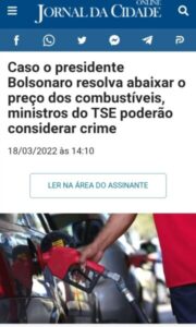 Judiciário faz manobra para não baixar combustíveis? Pronto, agora Bolsonaro passou de vilão a vítima…