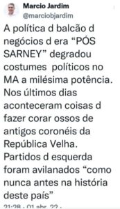 Tuitada do dia: Petista da gema reclamando do ex-patrão…