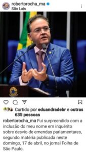 Em nota, senador comenta reportagem da Folha de SP sobre desvios de emendas: “fui surpreendido”.