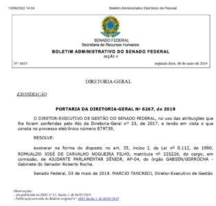 Em nota, Roberto Rocha esclarece sobre um antigo assessor de seu chefe de gabinete que foi exonerado no ano de 2019…