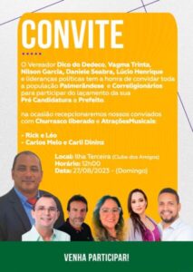 Dico de Dedeco convida população para lançamento de sua pré-candidatura a Prefeito em Palmeirândia