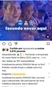 Neve de natal: Braide debochando dos pobres???