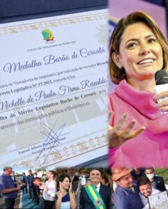 Deputado Ricardo Seidel entregará Medalha Barão de Coroatá para Michele Bolsonaro.