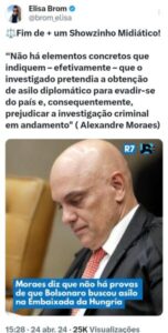Xandão resolve engavetar outra narrativa contra Bolsonaro…