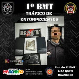 POLÍCIA MILITAR DO MARANHÃO APRESENTA CONDUZIDO POR POSSE DE DROGAS EM SÃO LUÍS