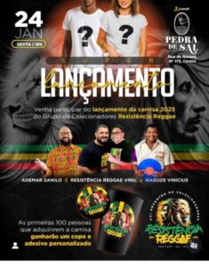 Resistência Reggae lança camisa 2025 em um evento no “ Pedra de Sal “ na Praia Grande.