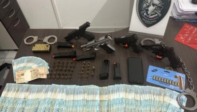 Oficial da Polícia Militar é preso com armas, munição e dinheiro