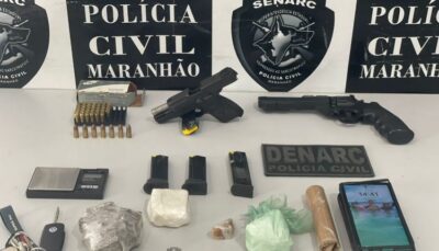 Suspeito de tráfico é preso com drogas, arma de fogo e munições