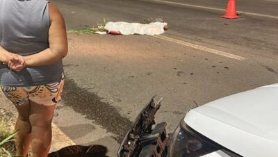 Idoso morre atropelado após tentar atravessar BR-135 empurrando moto