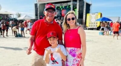 Zé Martins prestigia governador Carlos Brandão no Lava-Pratos na Praia de Araoca, em Guimarães (MA)
