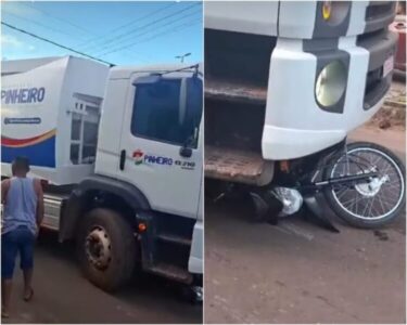 Acidente entre moto e caminhão da Prefeitura de Pinheiro deixa dois mortos: pai e filho