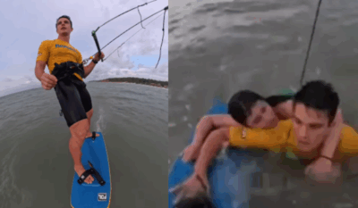 Kitsurfista Bruno Lobo receberá medalha após salvar jovem que se afogava no Olho d’Água