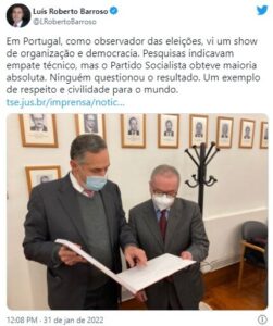 Elogio de Barroso teria sido uma tentativa de atacar Bolsonaro mas acertando o Lula do PT?