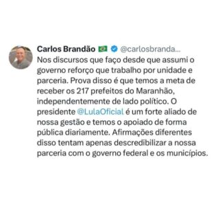 Brandão responde a Felipe Camarão sobre aliança com Lula