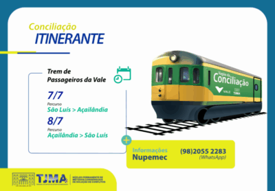 TJMA promove solução de conflitos durante viagem de trem nestas segunda e terça-feira