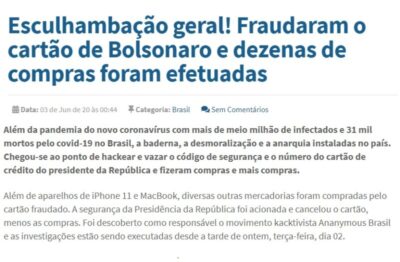 Terroristas digitais vazam dados pessoais do presidente do Brasil, fizeram até compras de Iphones com cartão…