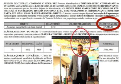 Dinheiro desviado da educação teria pago contrato de assinaturas da Revista Carta Capital para falar bem de Flávio Dino e atacar Bolsonaro?