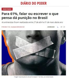 Censura do bem? Pesquisa revela que no “governo do amor” e “democracia relativa” população está com medo até de falar…