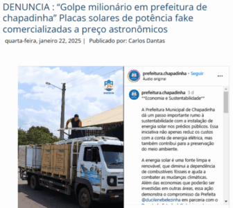 Material Suspeito e Valores Milionários Licitações Não Encontradas na Energia Solar da Prefeitura de Chapadinha