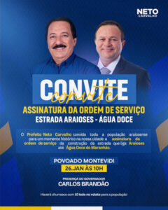 Rota dos transportes para a solenidade de assinatura da ordem de serviço da estrada Araioses a Água Doce do Maranhão