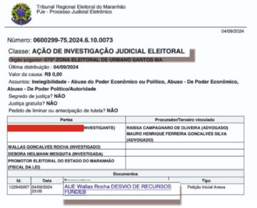 WALLAS ROCHA TEM PEDIDO DE IMPUGNAÇÃO DE CANDIDATURA JUNTO À JUSTIÇA ELEITORAL