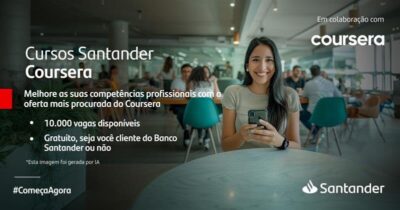 Maranhenses podem concorrer a 10 mil vagas gratuitas do Santander para cursos relacionados a marketing e comunicação, soft skills, sustentabilidade e ciência de dados