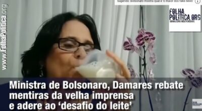 Ministra de Bolsonaro, Damares rebate mentiras da velha imprensa e adere ao ‘desafio do leite’