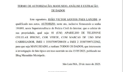 QUEM NÃO DEVE NÃO TEME:    VITOR LANDIM AUTORIZA VOLUNTARIAMENTE PERICIAR SEU CELULAR / PORQUÊ FELIPE CAMARÃO NÃO DISPONIBILIZA O DELE?